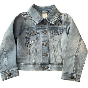 Gymboree Light Blue Denim Jacket with Floral Details